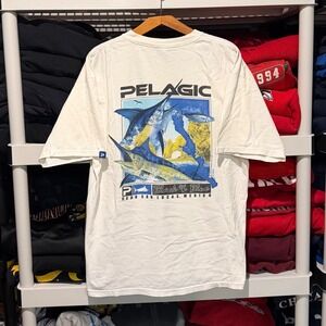 Vtg Pelagic Swordfish Cabo San Lucas White Mens XL Shirt
